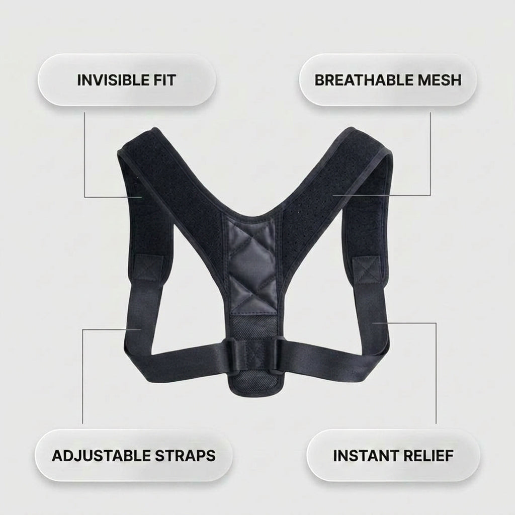Posture corrector features infographic