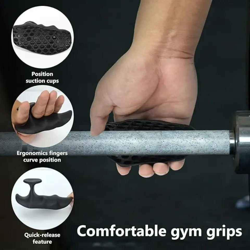Anti-Slip Workout Grips - comfortable gym grips on barbell